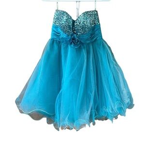 BG Haute Turquoise and Silver Strapless Mini Dress Women’s Size 4